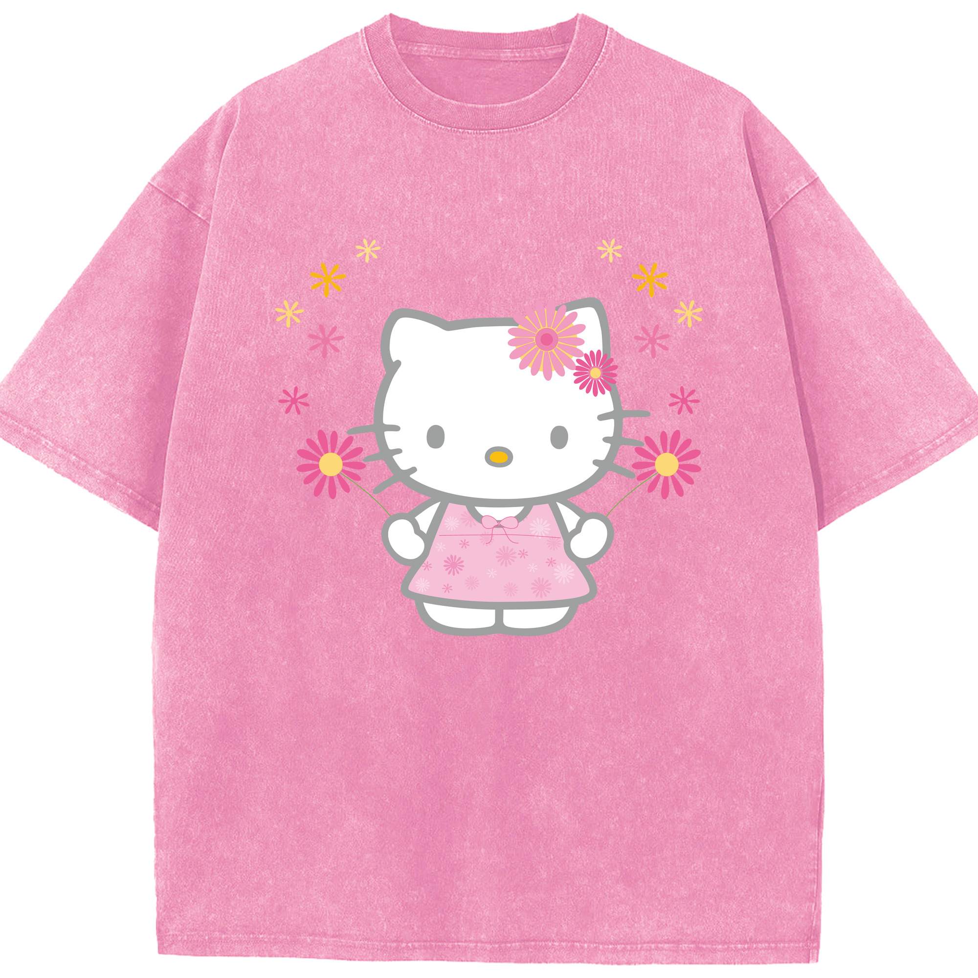 （画像用） Hello Kitty ハローキティ 綿100% ヴィンテージ風 半袖Tシャツ（フロントプリント）